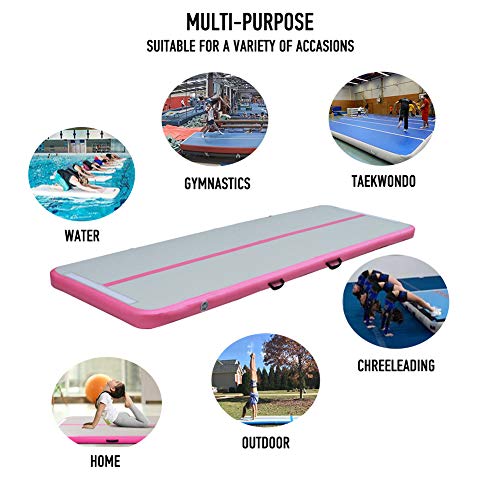 Air Mat Tumble Track Gymnastics Tumbling Mat Inflatable Gym Mats With Electric Air Pump For Home Use/Tumble/Gym/Training/Cheerleading/Parkour/Beach/Park/Water 3.3/10/13.12/16.4/20/23-39Ft (Pink, 20) #TOP3