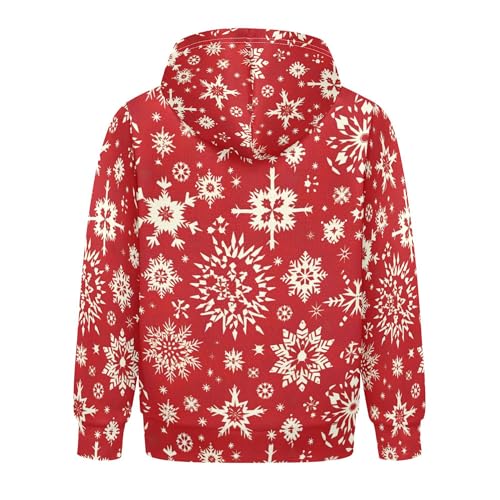 Kids Hoodies Sweaters Christmas Xmas Snowflake Hooded Sweatshirts with Big Pockets for Boys Girls B04000922