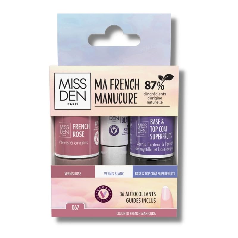 Kit de manicura francesa – Miss Den – Una manicura francesa de Pro en casa – Pegatinas guías incluidas