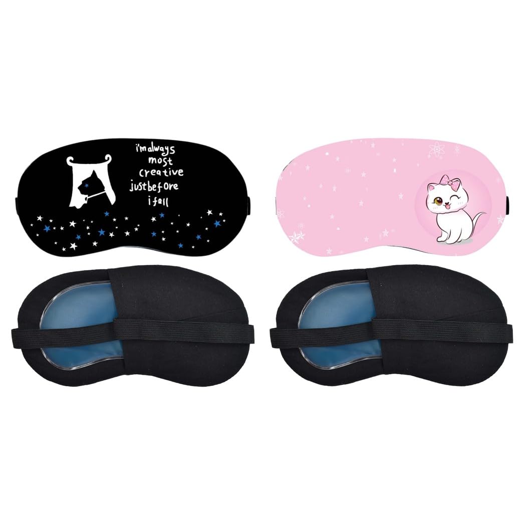 Aoxeria Creative Star Quote, Pink Cute Kitten Sleeping Mask Combo, Soft Comfortable Light-Blocking Eye Cover for Women, Men & Kids, Reusable Blindfold for Night Sleep, Nap, Travel (Pack of 2)-image-27