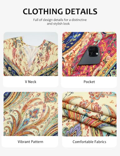 Image of Bsubseach Moo Moos for Women Batwing Sleeve Kaftan Dresses with Pockets