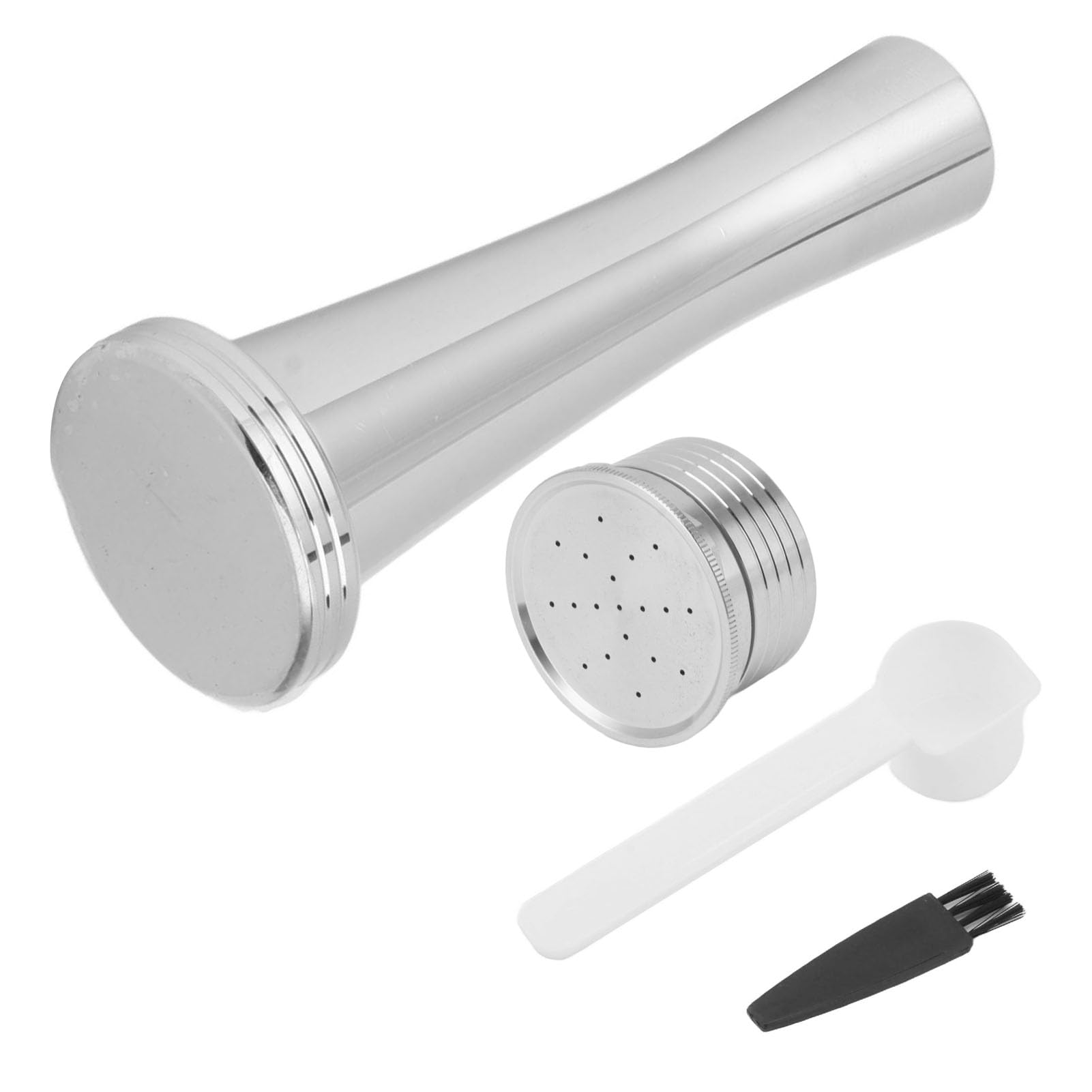Cápsula de café de Acero Inoxidable Cápsulas de café Reutilizables Cápsula de Recargable Respetuosa con el Medio Ambiente con Cuchara Cepillo Martillo Limpieza Conveniente