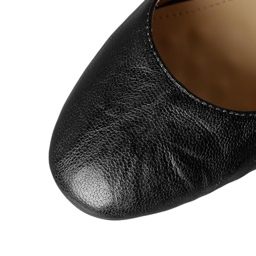 TinaCus Women's Genuine Leather Cross-Strap Buckle Round Toe Chunky Heel Handmade Mary Janes Shoes2