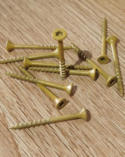 Image of IMSCREWS #8 x 2 Inch Deck Screws Tan Coated Exterior Wood Screws for Pressure Treated Lumber Star Drive T25 Flat Head Partial Thread with Type 17 Point 50 Pcs