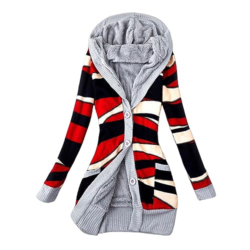 Fuzzy Jackets for Women Sherpa Lined Hoodies Long Sleeve Button Down Knitted Cardigans 2023 Fall Fashion Warm Coats