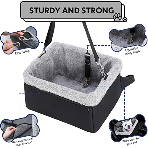 Novolab Dog Car Seat For Small Dogs, Dog Booster Seat With Metal Frame Construction Double-Layer Oxford Puppy Car Seat With Safety Leash, Perfect For Small Pets Dogs Cats Up To 20Lbs #TOP2