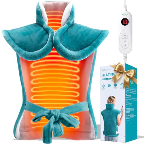 Image of ALLJOY Heating Pad for Back Pain Relief, 24 inchx33 inch Weighted Heating Pad for Neck and Shoulders and Back, Father-s Day Gift-s for Dad, Neck Heating Pad Fast-Heating with 6 Settings, Auto Shut-Off, Green