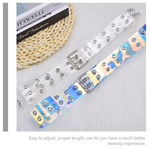 VALICLUD 2pcs Fashion Pu Leather Waist Belts Stylish Buckles for Women and Versatile for Jeans and Skirts Accessories Transparent4