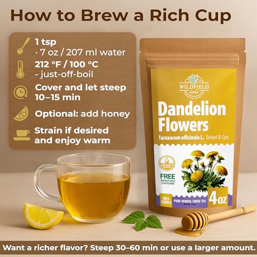 Image of 4 oz. Dried Dandelion Flowers Herbal Tea (Taraxacum Officinale L.) - 113g Flores De Diente De Leon Herb Tea