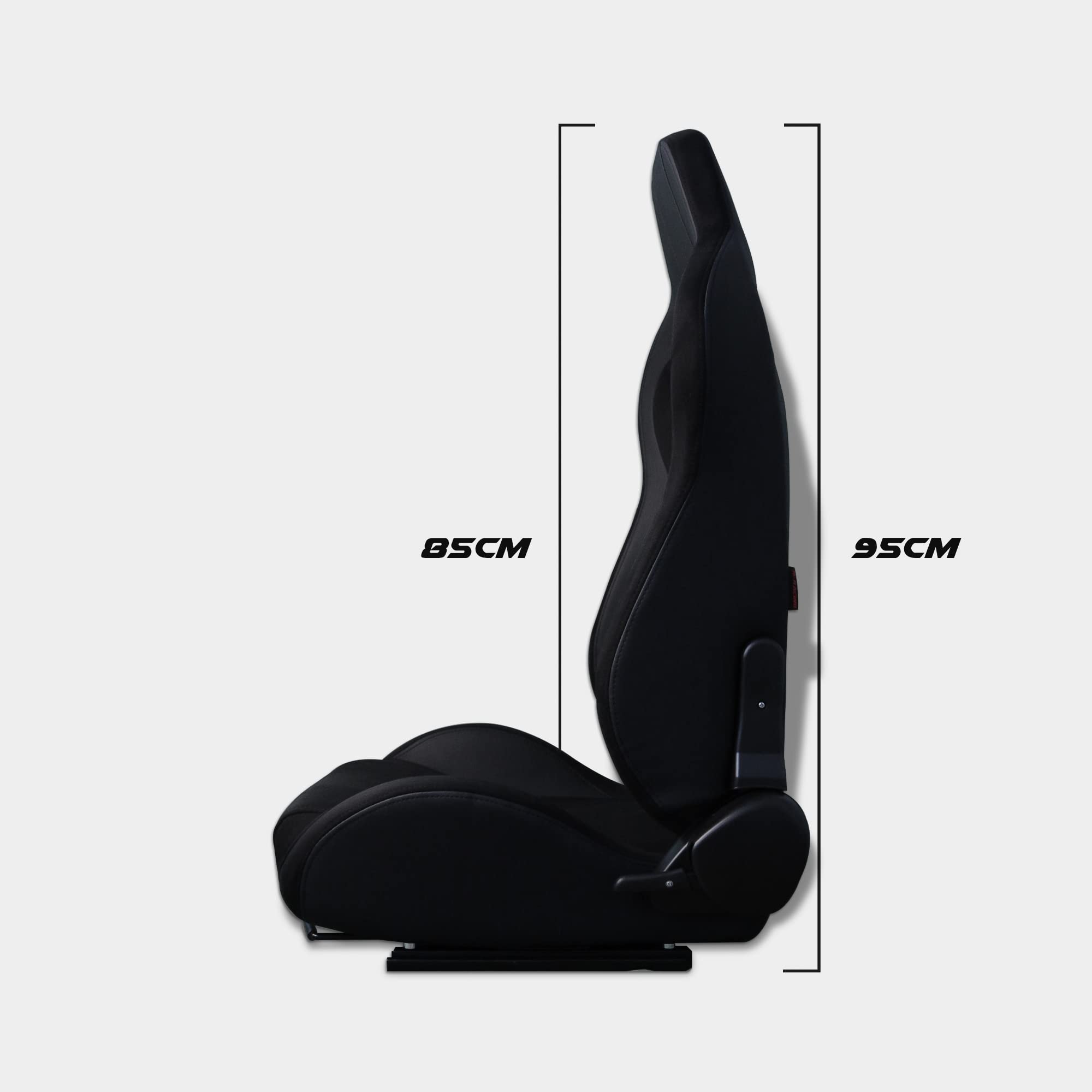 M MODAUTO Semibaquet Alcántara y cuero negro Adaptable para Coches.Ríeles Incluidos,Asiento Conductor,Asiento Deportivo. (N790R)
