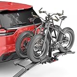 YZONA Upgraded 200lbs Hitch E-Bike Rack with Ramp – Fits 2 E-Bikes, 2" Receiver, Foldable & Tilting Platform for Cars, SUVs, Trucks, Compatible with Fat Tires up to 5"