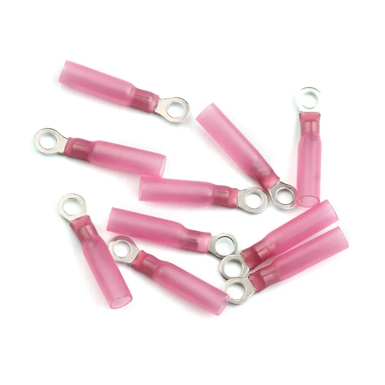Bylsagwht One Color Yt 10Pcs 0.5-1.5Mm 22-18 Awg Red Heat Shrink Electrical Butt Connectors Terminals Insulated Ring Eye Crimp Cable M4