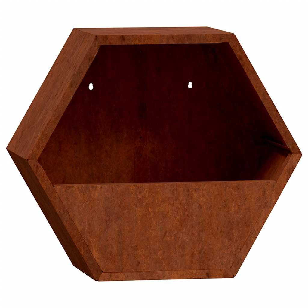 Wand Pflanzkübel Set aus Cortenstahl rostig 2 Stück 30 x 10 x 25 cm für Balkon Fensterbank Garten Terrasse, Blumen Topf Pflanz Gefäß Kübel, wetterfeste Deko