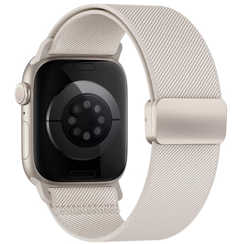 Image of Stretchy Band Compatible with Apple Watch Bands 40mm 38mm 41mm 42mm 44mm 45mm 46mm 49mm Women Men,Strong Magnetic Clasp Elastic Sport Strap for iWatch Series 11 10 9 8 7 6 5 4 3 2 1 Ultra SE /Starlight