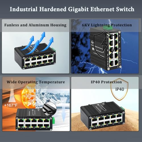 Image of Industrial 8-Port Gigabit PoE Switch with 2 Uplink Ports, IEEE 802.3af /at 30W, 12~48V DC Input, Voltage Booster, DIN-Rail Mount, IP40 Aluminum Case for Camera,AP, VoIP