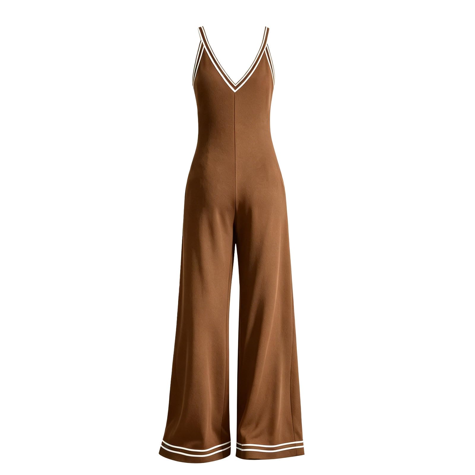 WWricotta Mono de verano sin mangas con botones en contraste y cinturón, casual elegante francés, mujer, pantalón largo, bolsillos, para trabajo y eventos, sofisticado y fresco
