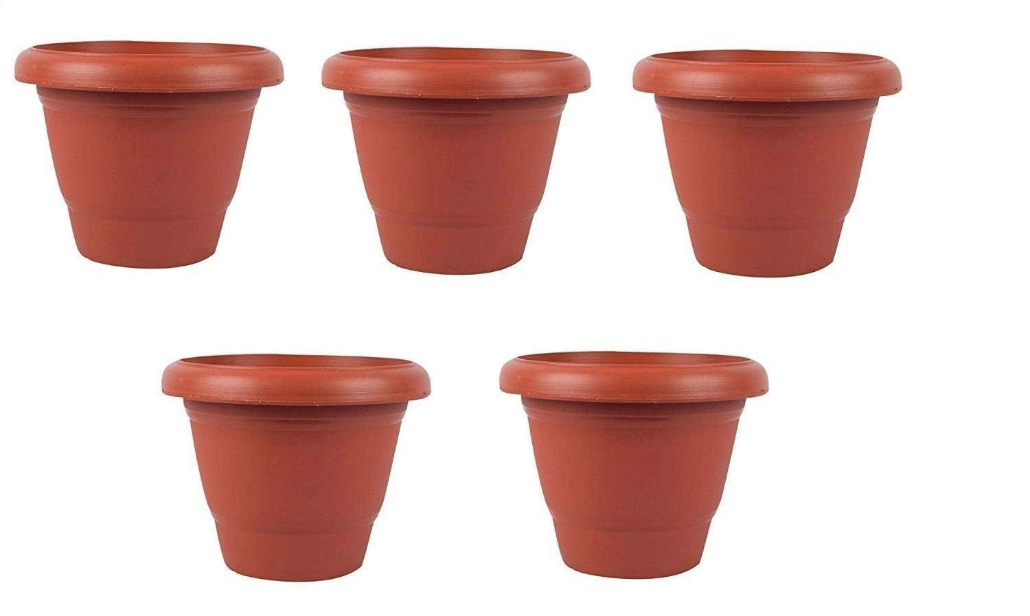 Bharat Sales Corp.Plastic Round Pot (12-inch, Brown, Pack of 5) Planter for Indoor Outdoor Plants (B085Y61FT7) Amazon Price History, Amazon Price Tracker