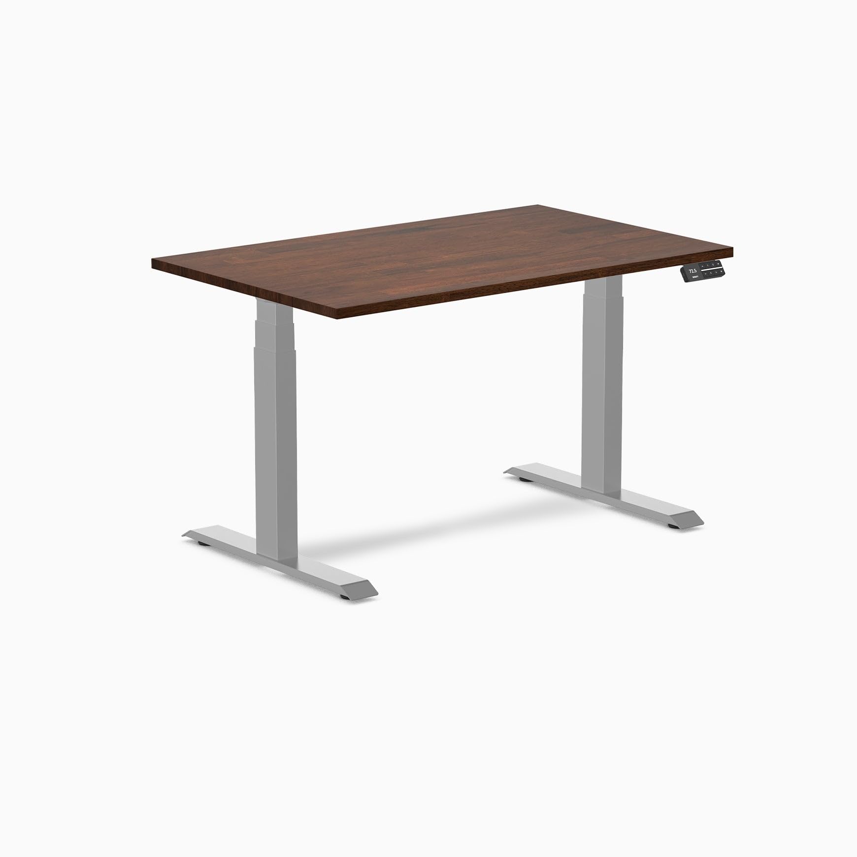 Desky Dual Rubberwood Sit Stand Desk Red Walnut 48" Grey