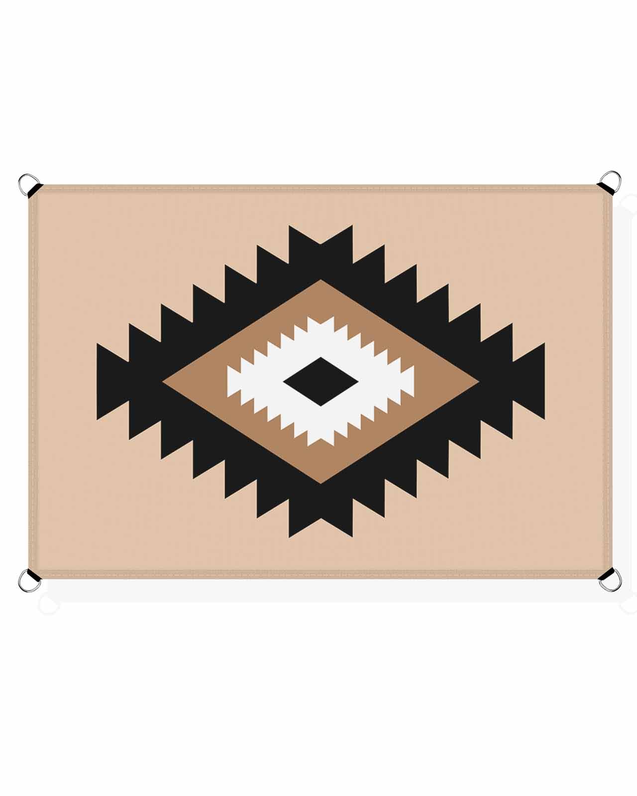 Black Brown Boho Aztec Sun Shade Sail Waterproof Rectangle, UV Block Sail Shade Canopy Awning Outdoor Privacy Shade Cover for Patio Pergola Deck Backyard 12'x16' Morocco Mexican Geometric Bohemian