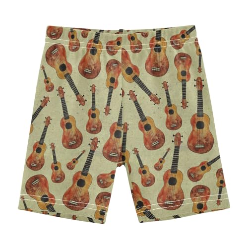 Aflyko Girls Cartwheel Shorts Ukulele Guitar Retro Cute Little Kid Stretchy Everyday Outfit Summer Bottoms Relax Fit Short Leggings Cute Outfit Beachwear, 6T Multi