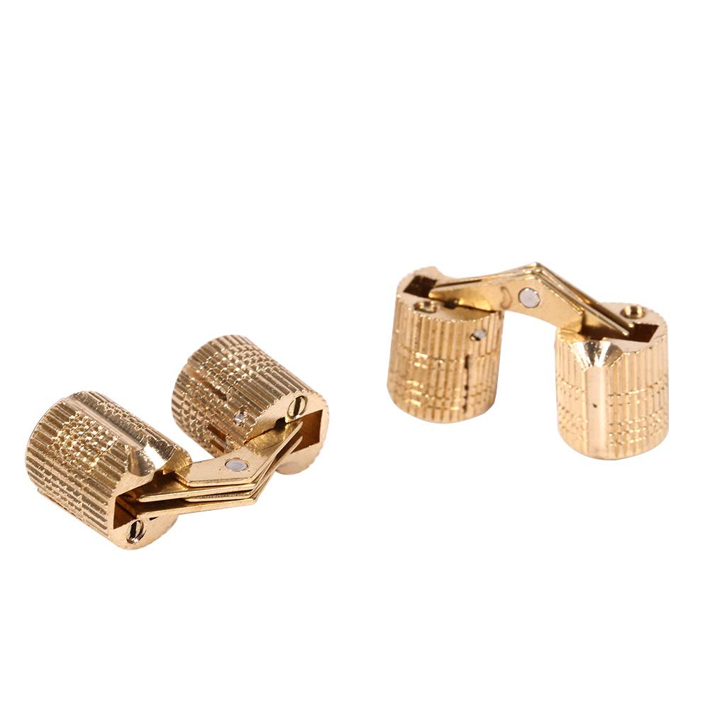 10x Messing Vat Scharnieren Verborgen Onzichtbare Kast Meubel Scharnieren Verborgen 180 Graad Openingshoek met 20x Schroeven (8mm