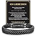 FLHEART Ich Liebe Dich Armband Geschenke f&uuml;r M&auml;nner - Schwarz Lederarmband Herren mit Gravur f&uuml;r Mann Ehemann Freund Ihn, Liebesgeschenke f&uuml;r M&auml;nner zum Valentinstag Jahrestag Geburtstag