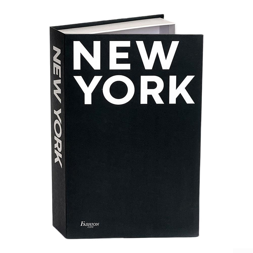 Fake Book Storage Box For Home Decor, 26X17x4cm Decorative Book With Discreet Compartment, Black/White/Grey Faux Book For Office Desk, Shelf Or Coffee Table(New York)