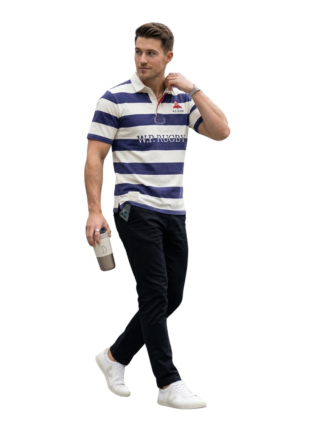 utopium Men's Half Sleeve Striped Casual T-Shirt Navy-White-picture-13