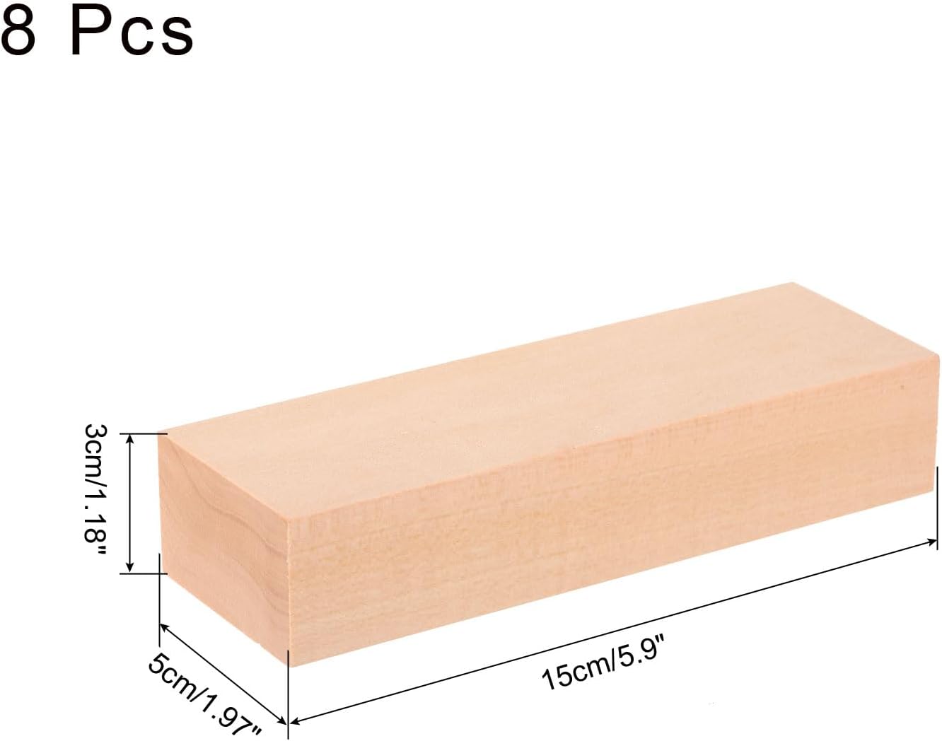 MECCANIXITY 8Pcs Basswood Carving Block, 6"x2"x1.2" Square Wooden Dowels Blocks for DIY, Arts Decoration, Crafts Whittling, Hand Carved