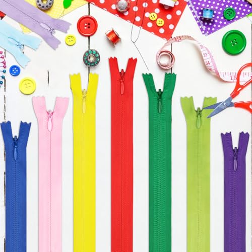 Image of Invisible Zipper, DOITEM 60pcs 8 Inch 12 Inch Invisible Multicolor Nylon Coil Zippers for Sewing and Crafts 15 Colors