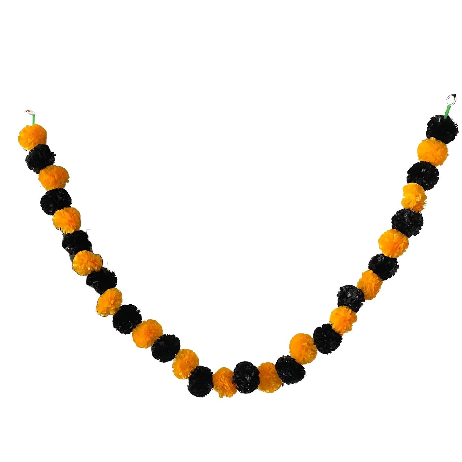 NDSJAIE Artificial Flower Vine Marigold Flower Garland with зo Flowers, Artificial for Diwali Home DIY Wreath Craft Decor Wedding Party For decoration(Orange Black,1pcs)