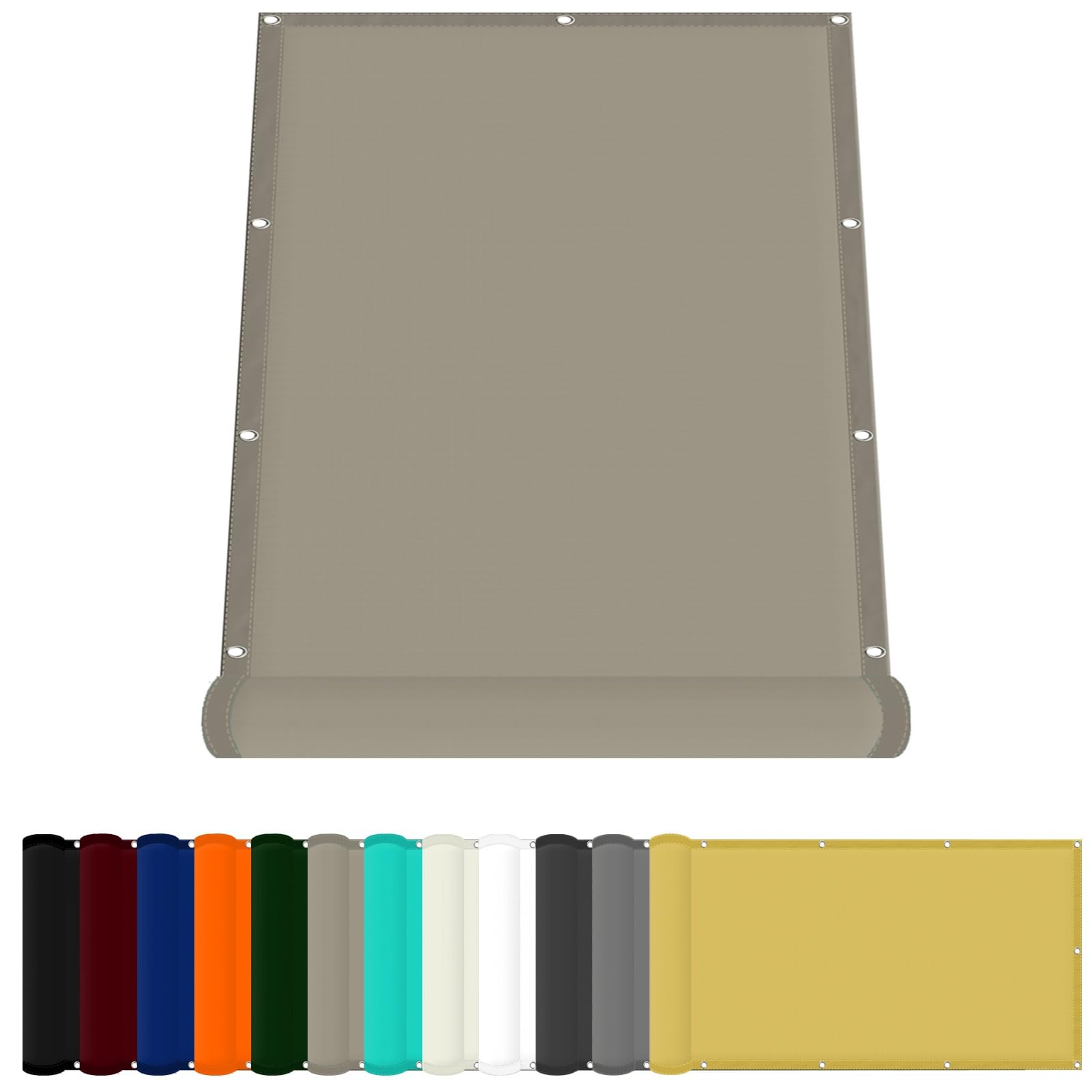 Rectangle Sun Shade Sail 35 x 250 cm(14 x 98inch) Waterproof Shade Sail Sunshade 98% UV Block with Free Rope & Fixing Kit Carport Swimming Plants Shade Netting, Khaki