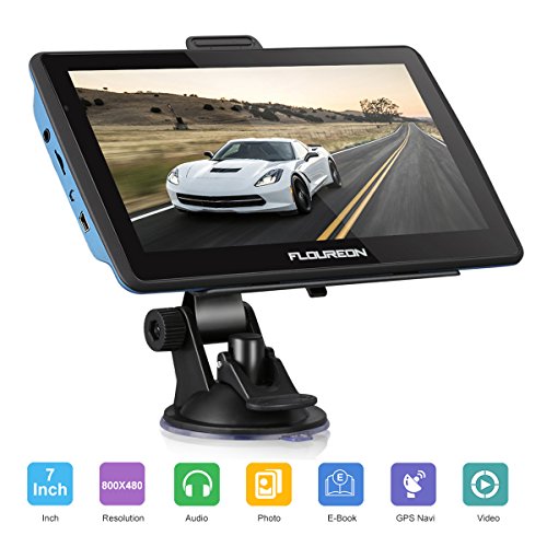 FLOUREON 7 Pulgadas GPS Navegación de Coches, Pantalla Táctil LCD Capacitiva de Navegador de Camión y Coche con Actualizaciones de Mapas de por Vida- Azul
