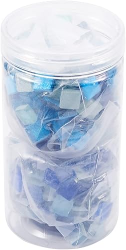 Miniatura 7 de Pandahall - 400 unidades de cabujones de mosaico de vidrio de 0.394 x 0.157 in, azulejos de mosaico cuadrados azules, cuentas de cabujones de vidrio