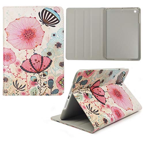 Wallace Elec iPad Mini 1/2/3 Shockproof Covers, Hybrid Leather [Kickstand] [Multi-Angle Viewing] Shell with PC Inner Protective Case for Apple iPad Mini 1st, 2nd and 3rd Gen, Colorful Lotus