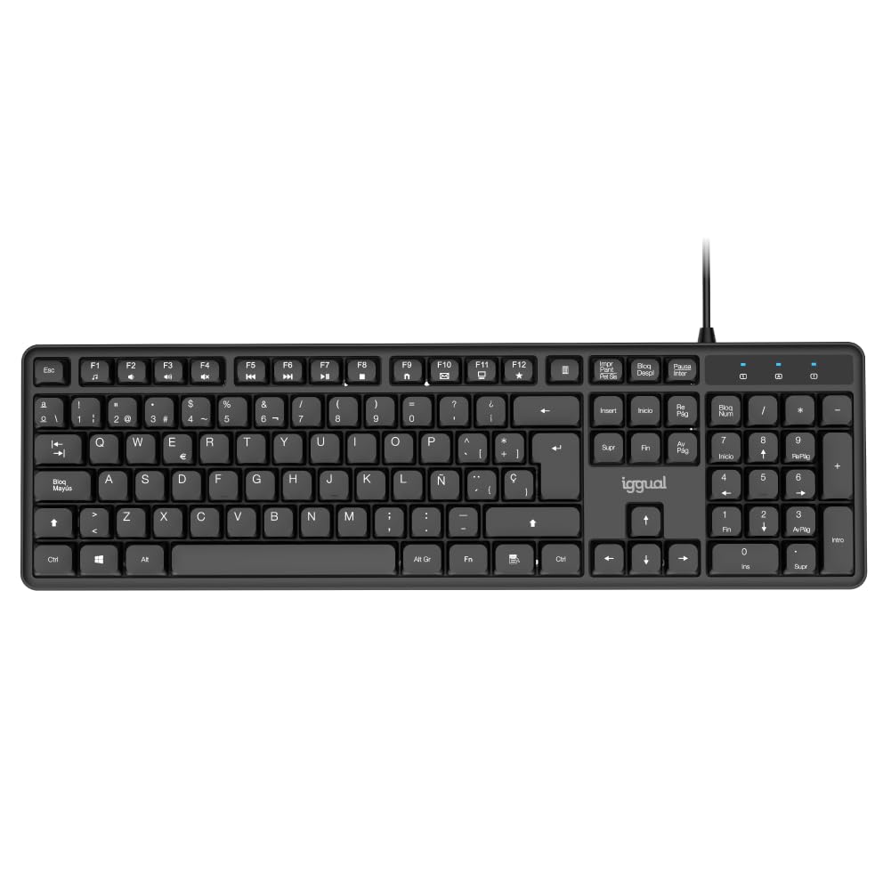 iggual Teclado USB Profesional Ultra Silencioso CK-​SILENT-​105T – 105 Teclas, Accesos Rápidos Fn, Tecla Calculadora, Resistente a Salpicaduras, Plug & Play, Negro