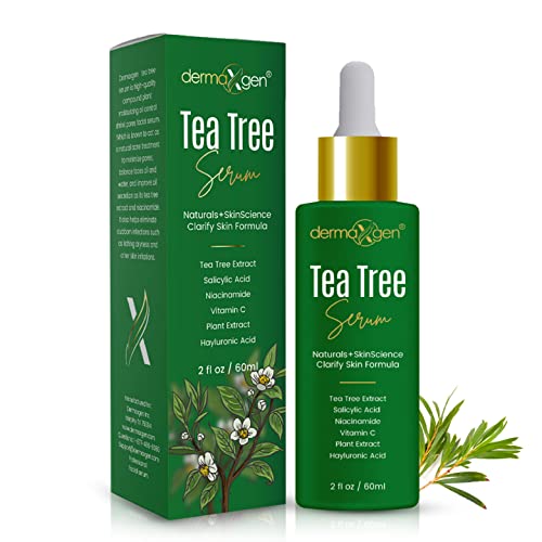 Dermaxgen Tea Tree Serum Organic Formula Natural Vitamin C For Acne Scar, Dark Spots, Blemishes Pimple For Clear, Glowing & Youthful Skin 2 Fl Oz #TOP20