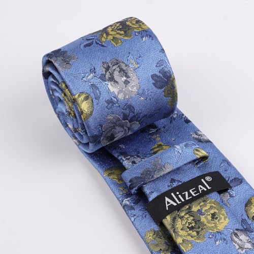 Image of Alizeal Mens 3.15'' Colorful Flower Pattern and handkerchief Necktie Set
