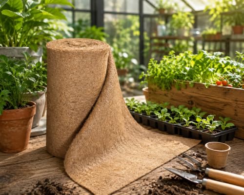Image of Coco Coir Roll Sheet 1mtr *1mtr|Coconut Fiber Liner Pad Coir Mat Liner for Hanging Basket Pad, Garden Plants & Wall Planter