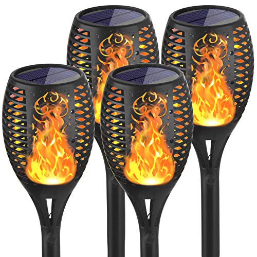 Bonashi Solar Torch Lights Outdoor, Upgraded Brighter 96 LED, IP65 Waterproof Landscape Garden Light with Flickering Flames, with Auto On/Off, for Garden Patio Christmas Lights Decoration (4 Pack)