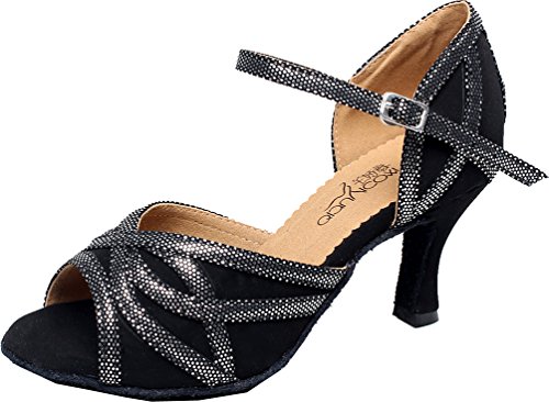Chaussures de danse bout ouvert 6213 noir 38 EU avec talon stable anti fatigue