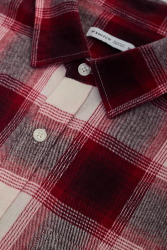 Image of SNITCH Men Casual Shirt | Regular Fit Full Sleeve Spread Collar Check Pattern | 100% Cotton & Breathable Fabric for Everyday Wear & Semi-Formal Occasions