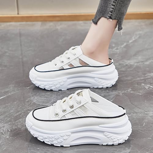 Platform Sneakers for Women Slip-On Mules Soft Sole Breathable Fashion Casual Backless Shoes 6