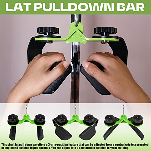Image of Adjustable Lat Pull down Bar, Cable Machine Attachments for Gym, Home Gym Fitness T-bar Row Pulldown Attachments, Lat Pull Down Machine Wide Grip Neutral Grip Handle