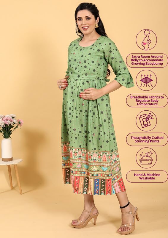 Image of RITIJYA Zipless Feeding Kurtis & Dresses for Women | Zipless Maternity Wear Gown Pregnancy Dress for Nursing Mothers | Viscose Rayon | Stylish & Comfortable | S to 4XL | Washable & Durable