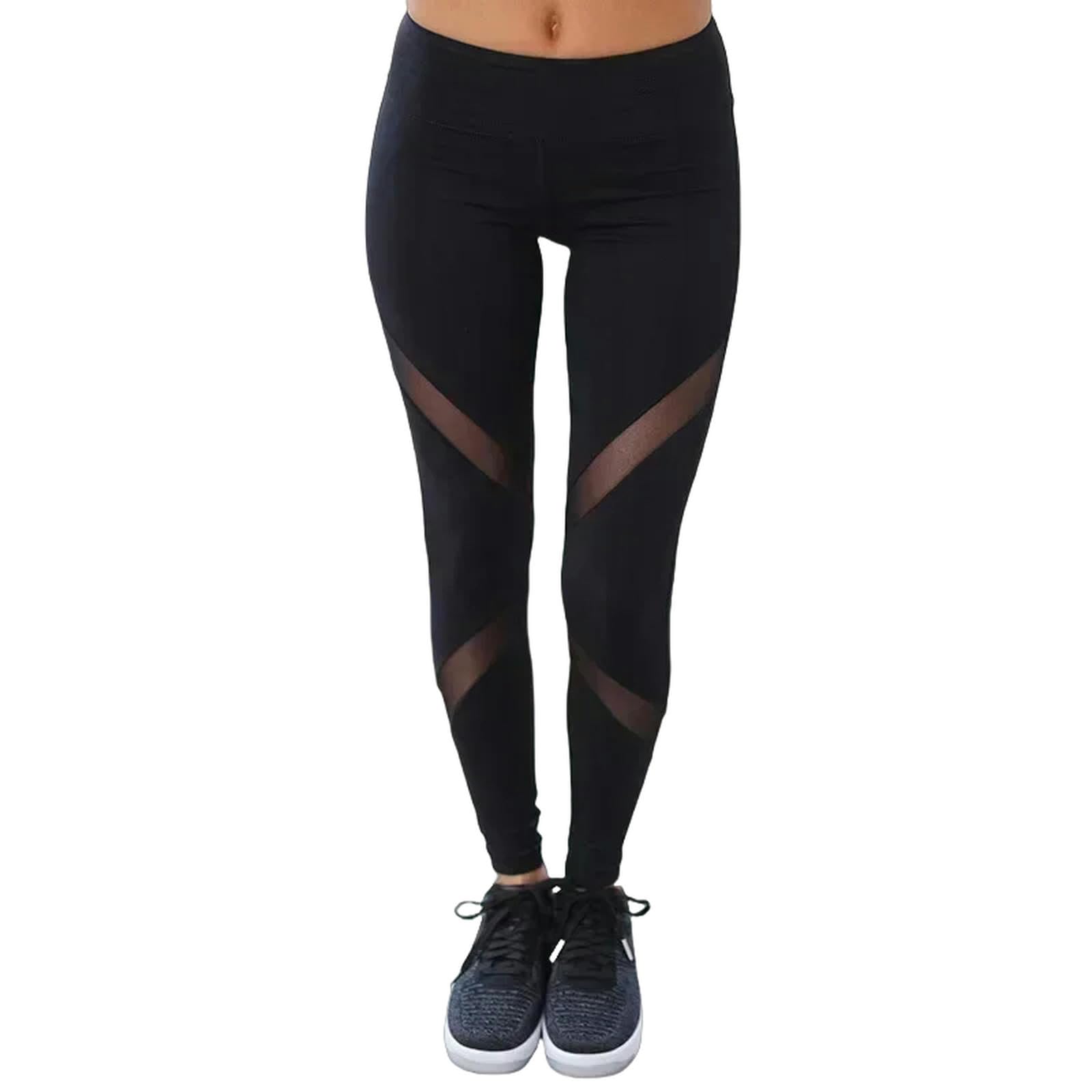 Leggins Deportivos Mujer Mujeres Mesh Patchwork Sport Leggings De Cintura Alta Pantalones Sports Sports para Mujeres Yoga De Gimnasio-x Malla Negra-Metro