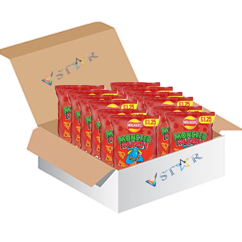 Wallkers Monster Munch Sweet & Spicy Snacks Crisps PMP 72g (12)