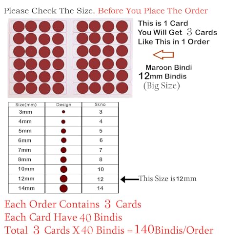 Image of Vama Fashions Simple Round Velvet Maroon Bindi for Ladies kumkum sindoor Maroon Plain bindis Set for Women (Large Bindi 12mm)