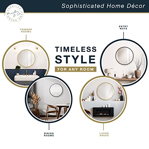 Image of MCS Master & Co. Modern Metal Round Wall Mirror, Minimalist Home Decor Circle Mirror for Living Room, Bedroom, or Bathroom, 30 Inch, Black