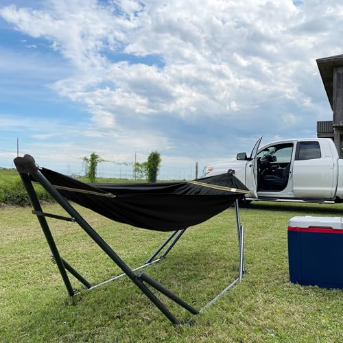 Tranquillo Uniki Hammock with Stand for Outside Portable Hammock, 550lbs Capacity Deluxe Double Hammock Stand, Collapsible Camping Hammock and Stand, Black by Tranquillo - Image 8